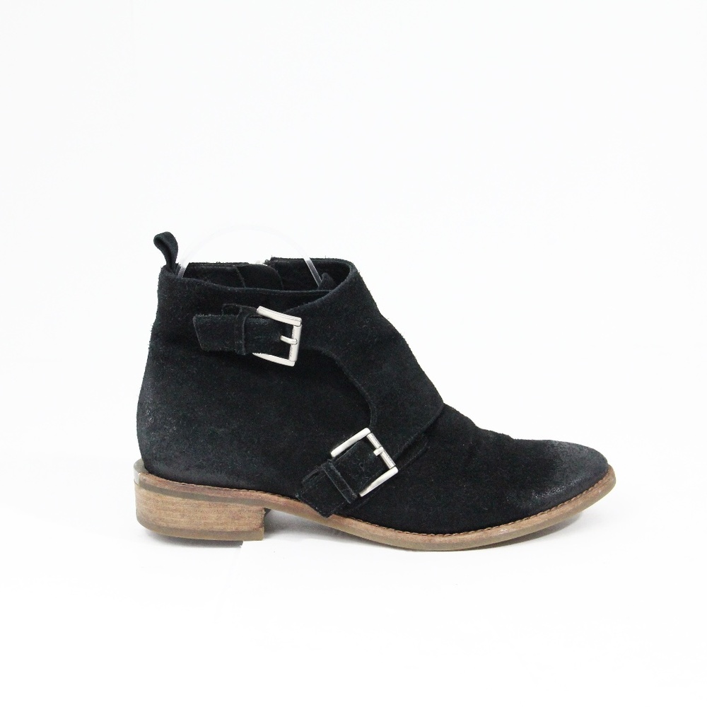 Michael Kors Black Boots Adams Bootie Women Double Monk Strap Shoes sz 6.5